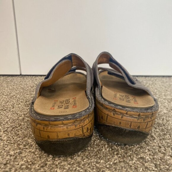 VOLKS WALKERS Slides Grey Wedged Leather Sandals Wedges Size EU 38 / Size US 8.5 - Picture 4 of 9